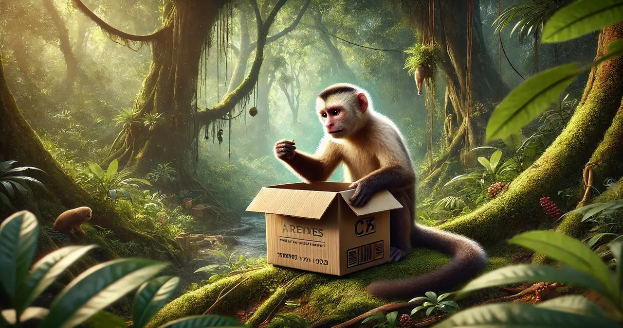 Monkey Holding a Box